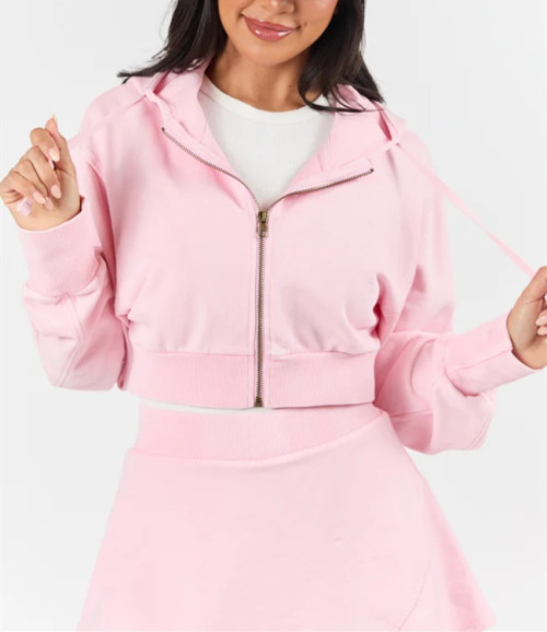 Women's relaxed fit cropped hooded cotton jackets