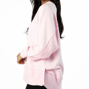 Women's crew neck pullovers relaxed fit brushed sweatshirts
