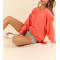Women's crew neck pullovers relaxed fit brushed sweatshirts