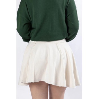 Women's adjustable waist pleated skirts with built in shorts cotton skorts