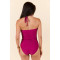 Cross front halter swimsuits with removable padding tie back light support one piece swimwear