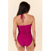 Cross front halter swimsuits with removable padding tie back light support one piece swimwear