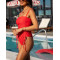 Double strap side ruched swimwear full coverage padded one piece swimsuit