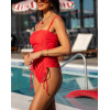 Double strap side ruched swimwear full coverage padded one piece swimsuit