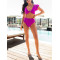 Short sleeve v neck front knot bikini top