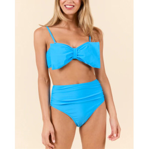 Women's adjustable strap bow bikini top with padding