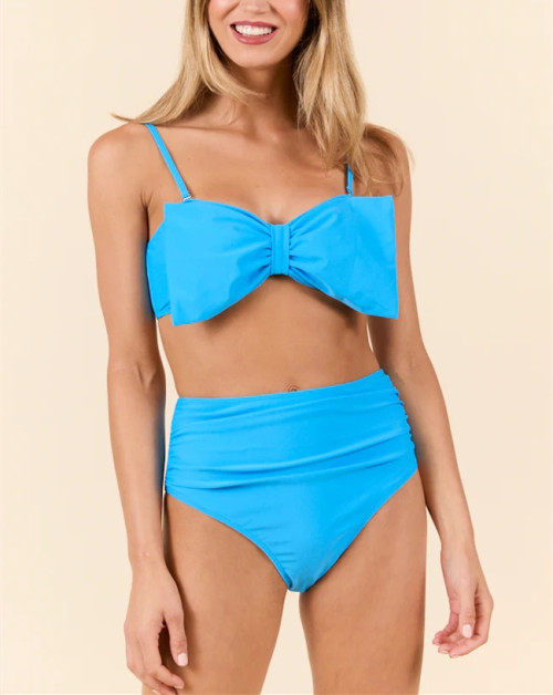 Women's adjustable strap bow bikini top with padding