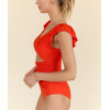 Women's short sleeve V neck front cut out one piece swimwear U back beachwear