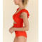 Women's short sleeve V neck front cut out one piece swimwear U back beachwear