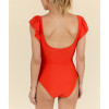 Women's short sleeve V neck front cut out one piece swimwear U back beachwear