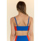 Women's color block tube bikini top with spaghetti straps