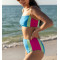 Women's color block tube bikini top with spaghetti straps