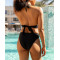 Women's sexy cutout beachwear padded tie back one piece swimwear