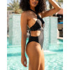 Women's sexy cutout beachwear padded tie back one piece swimwear