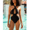 Women's sexy cutout beachwear padded tie back one piece swimwear