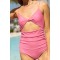 Women's adjustable strap front twist one piece swimwear