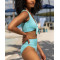 Women's v neck front tie rib bikini top light support padded swimwear top