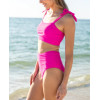 Women's basic supportive padded bikini top solid tie strap swimwear top