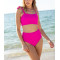 Women's basic supportive padded bikini top solid tie strap swimwear top