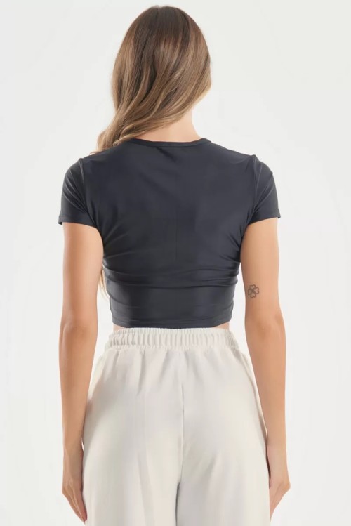 Women's short sleeve cropped t shirts lightweight slim fit sports tee