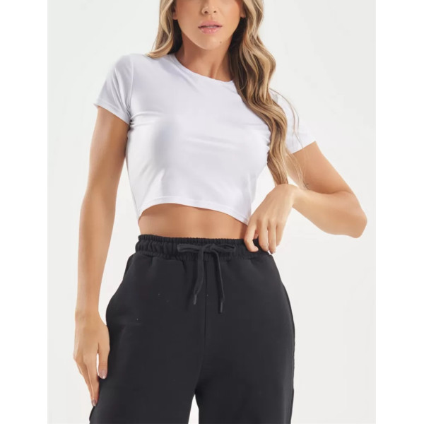 Women's short sleeve cropped t shirts lightweight slim fit sports tee
