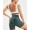 Women's wide strap color block sports bra square neck contrast color gym crop top