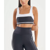 Women's wide strap color block sports bra square neck contrast color gym crop top