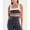 Women's wide strap color block sports bra square neck contrast color gym crop top