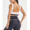 Women's wide strap color block sports bra square neck contrast color gym crop top