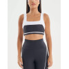 Women's wide strap color block sports bra square neck contrast color gym crop top