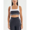 Women's wide strap color block sports bra square neck contrast color gym crop top