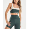Women's wide strap color block sports bra square neck contrast color gym crop top