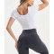 Short sleeve fitted gym crop top high stretchy square neck basic tees