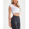 Short sleeve fitted gym crop top high stretchy square neck basic tees