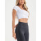 Short sleeve fitted gym crop top high stretchy square neck basic tees