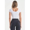 Short sleeve fitted gym crop top high stretchy square neck basic tees