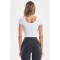 Short sleeve fitted gym crop top high stretchy square neck basic tees
