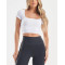 Short sleeve fitted gym crop top high stretchy square neck basic tees
