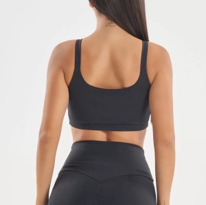 Scoop neck buttery soft padded sports bra with wide strap u back supportive crop top