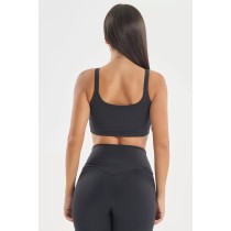 Scoop neck buttery soft padded sports bra with wide strap u back supportive crop top