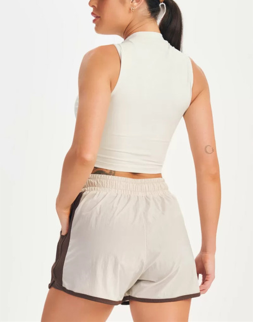 Women's mock neck light weight sleeveless crop top full coverage back sports tank