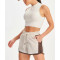Women's mock neck light weight sleeveless crop top full coverage back sports tank