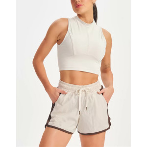 Women's mock neck light weight sleeveless crop top full coverage back sports tank