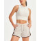 Women's mock neck light weight sleeveless crop top full coverage back sports tank