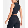 Women's mock neck light weight sleeveless crop top full coverage back sports tank