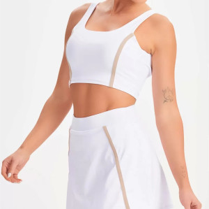 Women's color block back cross sports bra contrast trim fashionable sleeveless crop top