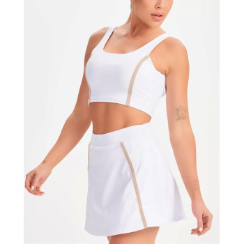 Women's color block back cross sports bra contrast trim fashionable sleeveless crop top