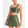 Women's color block back cross sports bra contrast trim fashionable sleeveless crop top