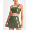 Women's color block back cross sports bra contrast trim fashionable sleeveless crop top