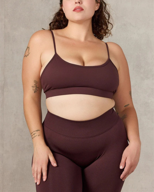 Open back sports bra with spaghetti straps buttery soft athleisure style gym top